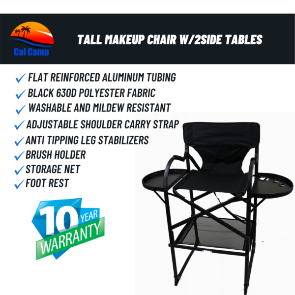 #65TTR Tall Makeup Chair W/2Side Tables