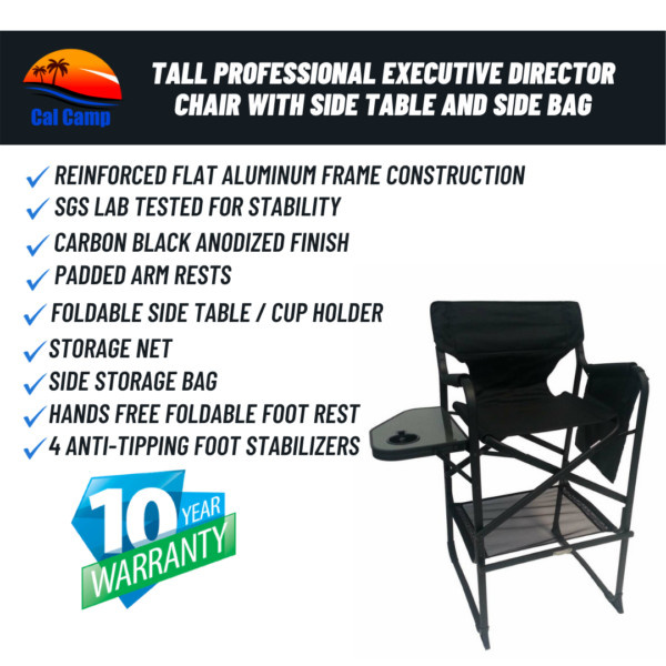 Model #65TTPRO – Tall Professional Executive Director Chair With Side Table And Side Bag