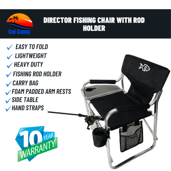 Premium Director Fishing Chair with Rod Holder