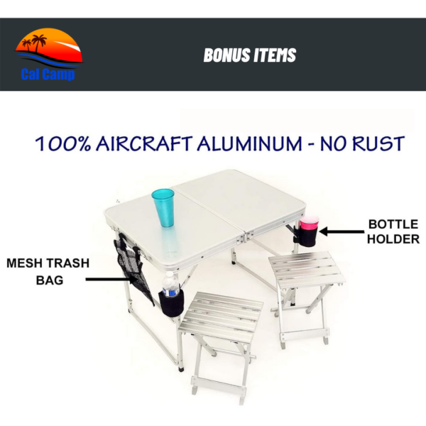 Raptor Table and Two Padded Chairs Combo That is Heavy Duty, Lightweight, and Suitcase Style Design Made of Military Grade Aluminum